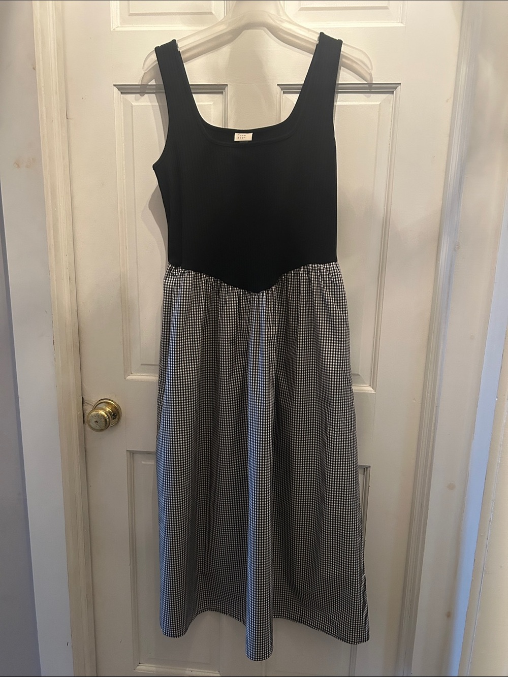 a new day NWT Women’s Black Tank Top with Black-and-White Gingham Midi Dress